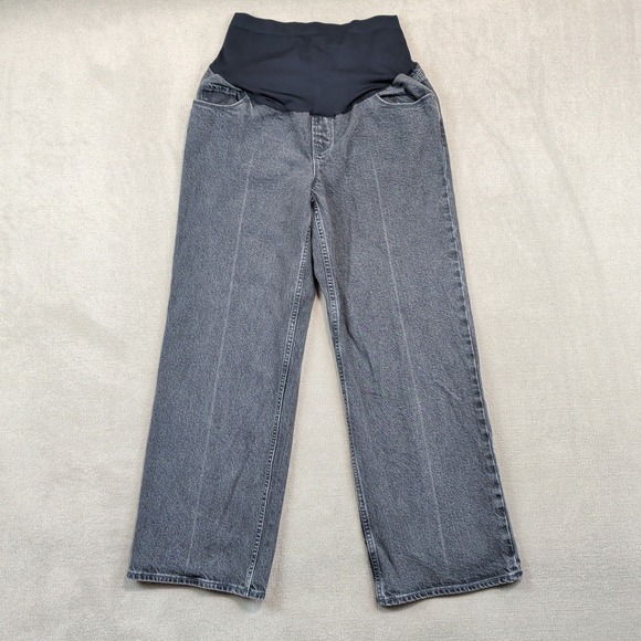 Old Navy Maternity Wide Leg Jeans 6 Washed Black Full Panel Lyocell Blend Denim — photo 2